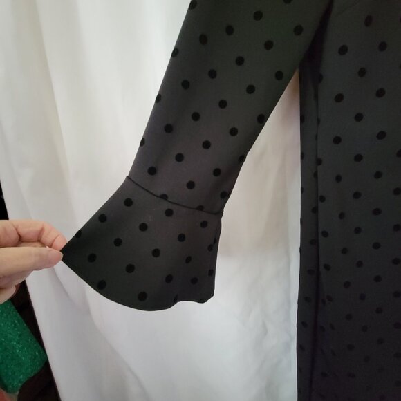 Old Navy Little Black Dress velour dots long sleeves lined zipper Small stretchy - Picture 6 of 13